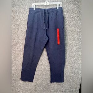 Fila Sweatpants Mens Medium Navy Blue Fleece Joggers Elastic Waist Zip Pocket
